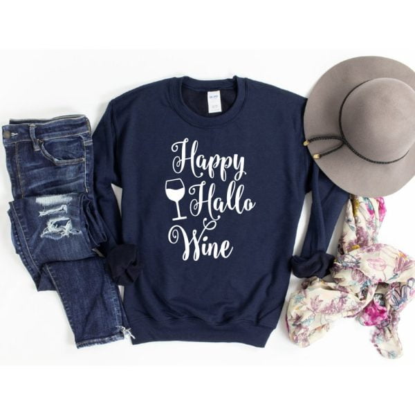 Happy Hallo Wine Lover Halloween Sweatshirt Product Photo