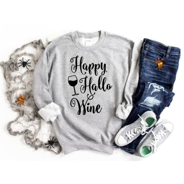 Happy Hallo Wine Lover Halloween Sweatshirt Product Photo