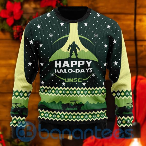 Happy Halo Days All Over Printed Ugly Christmas Sweater Product Photo