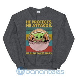 He Protects He Attacks He Also Takes Naps Sweatshirt Product Photo