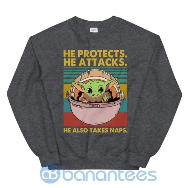 He Protects He Attacks He Also Takes Naps Sweatshirt Product Photo