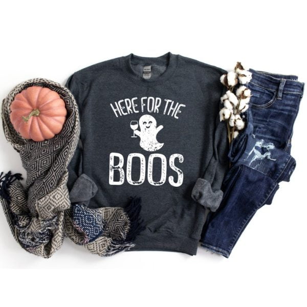 Here for the Boos Ghost Drinking Halloween Sweatshirt Product Photo