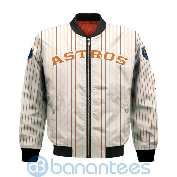 Houston Astros Stripes Custom Name Number Bomber Jacket Product Photo