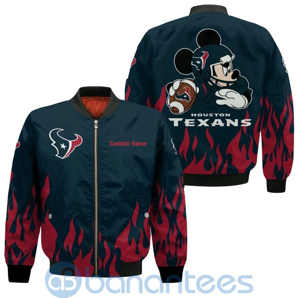 Houston Texans Football Team Logo Disney Mickey Custom Name Bomber Jacket Product Photo