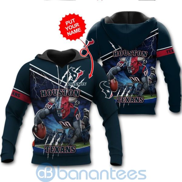 Houston Texans Mascot Catching Ball Custom Name 3D All Over Printed Shirt Product Photo
