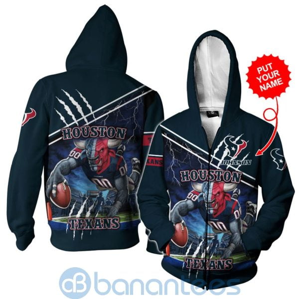 Houston Texans Mascot Catching Ball Custom Name 3D All Over Printed Shirt Product Photo