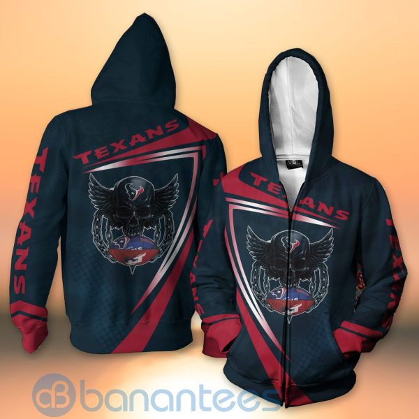 Houston Texans NFL Skull American Football Sporty Design 3D All Over Printed Shirt Product Photo