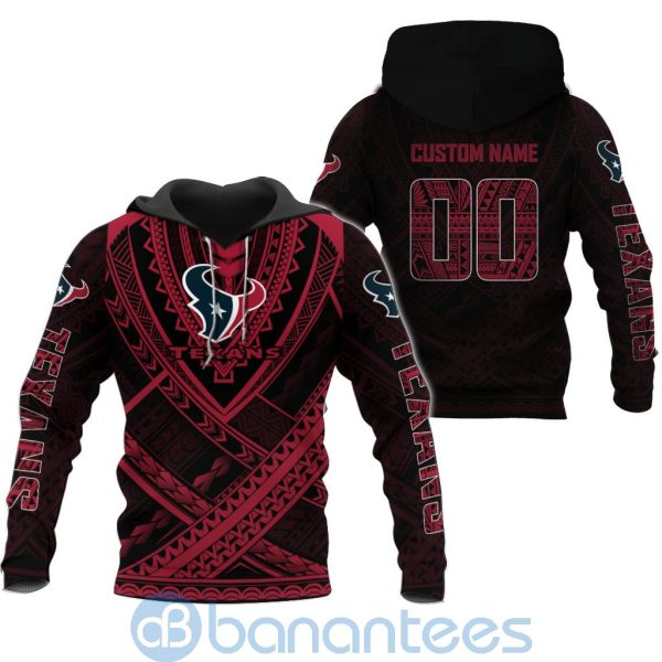 Houston Texans NFL Team Logo Polynesian Pattern Custom Name Number 3D All Over Printed Shirt Product Photo