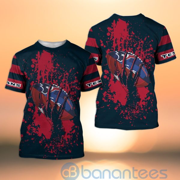 Houston Texans Skull Hand NFL Football Team Logo Ball 3D All Over Printed Shirt Product Photo