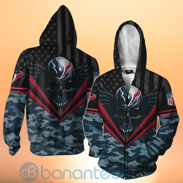 Houston Texans Skull Wings 3D All Over Printed Shirt Product Photo