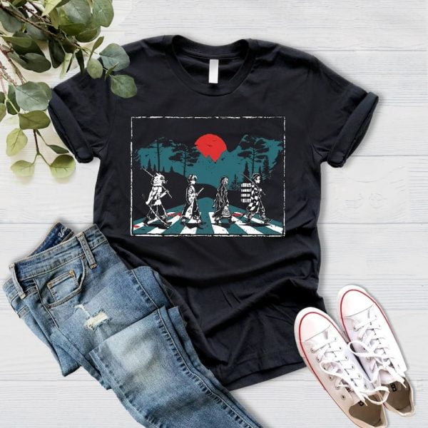 Demon Slayer Anime Abbey Road Tanjiro Nezuko Zenitsu Inosuke T Shirt Product Photo