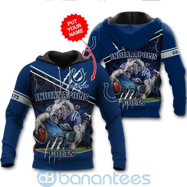 Indianapolis Colts Mascot Catching Ball Custom Name 3D All Over Printed Shirt Product Photo