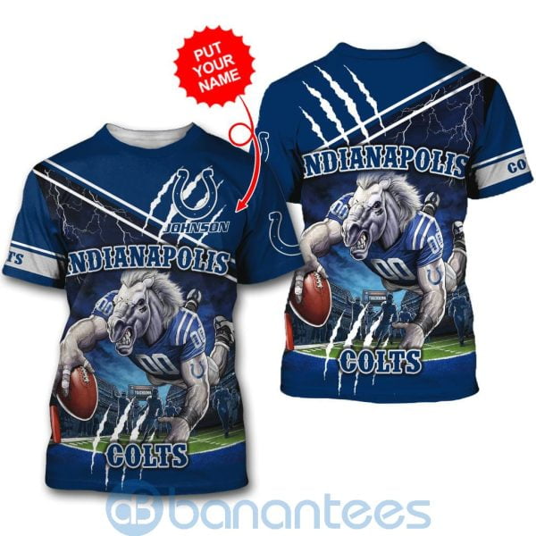 Indianapolis Colts Mascot Catching Ball Custom Name 3D All Over Printed Shirt Product Photo