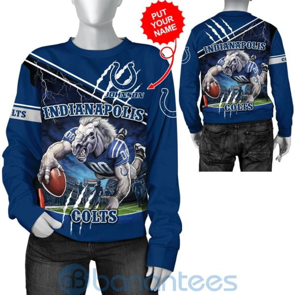 Indianapolis Colts Mascot Catching Ball Custom Name 3D All Over Printed Shirt Product Photo