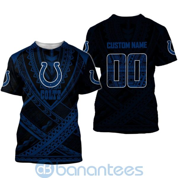 Indianapolis Colts NFL Team Logo Polynesian Pattern Custom Name Number 3D All Over Printed Shirt Product Photo