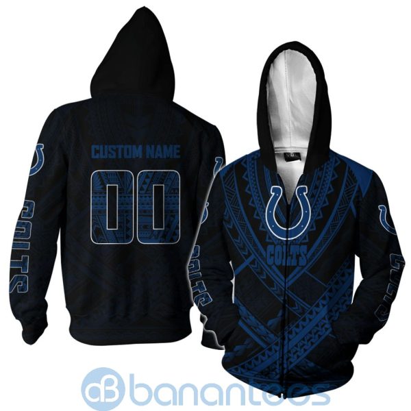 Indianapolis Colts NFL Team Logo Polynesian Pattern Custom Name Number 3D All Over Printed Shirt Product Photo
