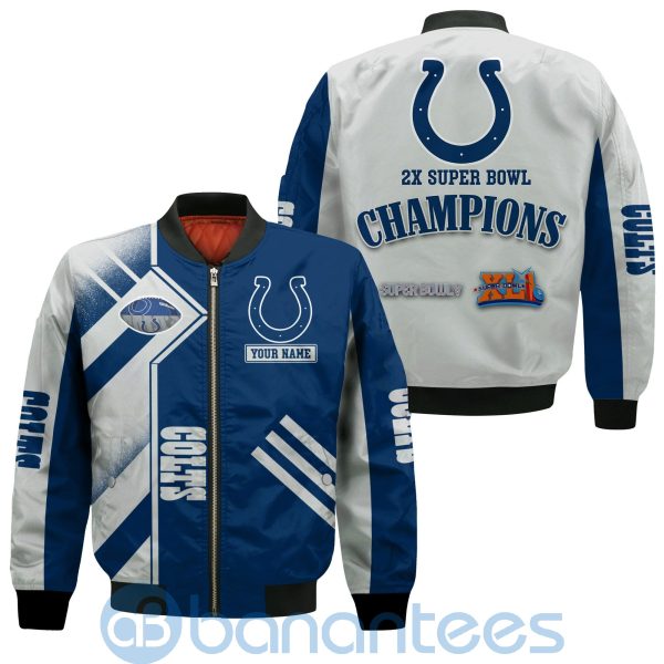 Indianapolis Colts Super Bowl Champions Custom Name Number Bomber Jacket Product Photo