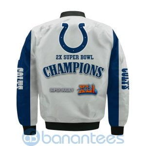 Indianapolis Colts Super Bowl Champions Custom Name Number Bomber Jacket Product Photo