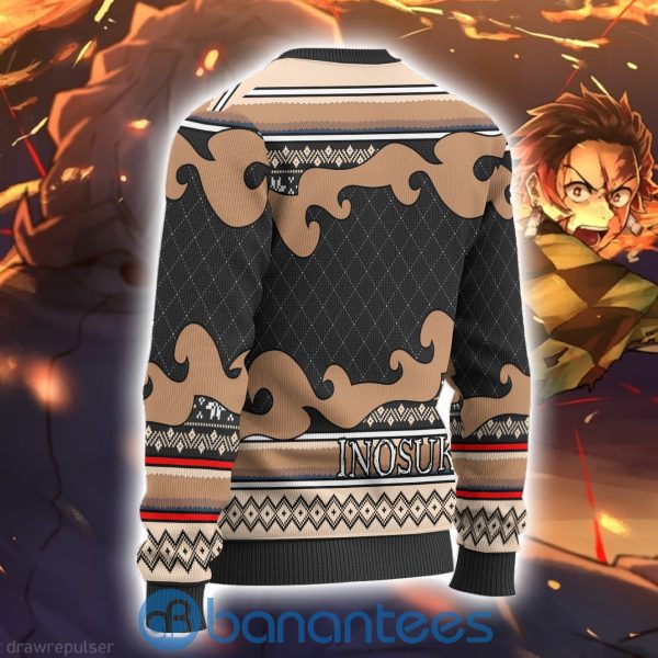 Inosuke Hashibira Anime Ugly Christmas Sweater Demon Slayer Chibi All Over Printed Shirt Product Photo