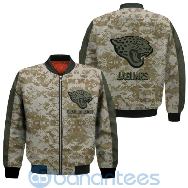 Jacksonville Jaguars American Football Team Logo Camouflage Custom Name Bomber Jacket Product Photo