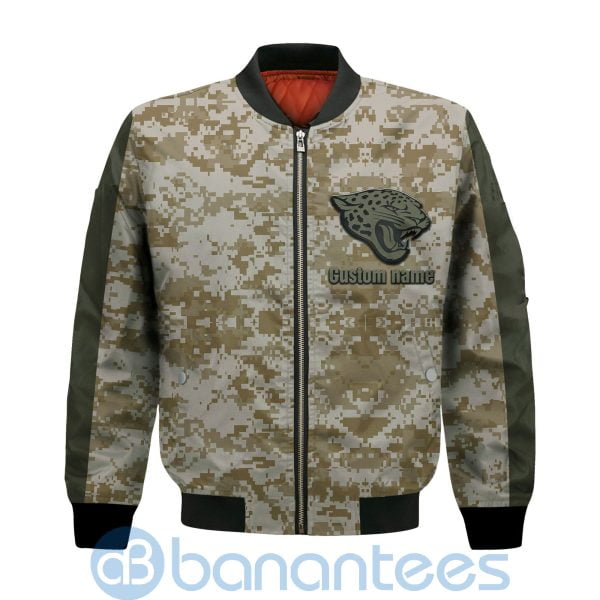 Jacksonville Jaguars American Football Team Logo Camouflage Custom Name Bomber Jacket Product Photo