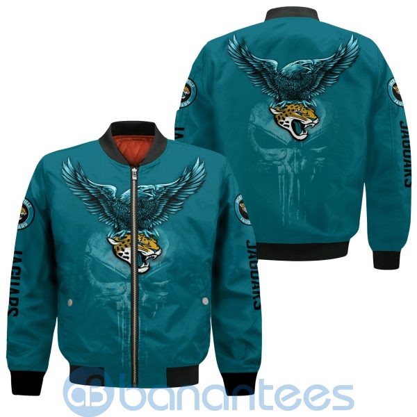 Jacksonville Jaguars Logo Eagle Skull Bomber Jacket Product Photo