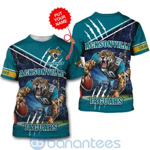 Jacksonville Jaguars Mascot Catching Ball Custom Name 3D All Over Printed Shirt Product Photo
