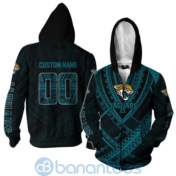 Jacksonville Jaguars NFL Team Logo Polynesian Pattern Custom Name Number 3D All Over Printed Shirt Product Photo
