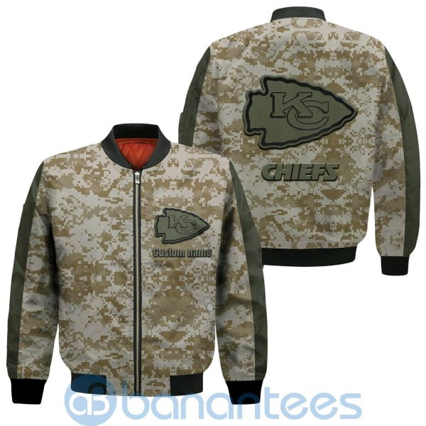 Kansas City Chiefs American Football Team Logo Camouflage Custom Name Bomber Jacket Product Photo