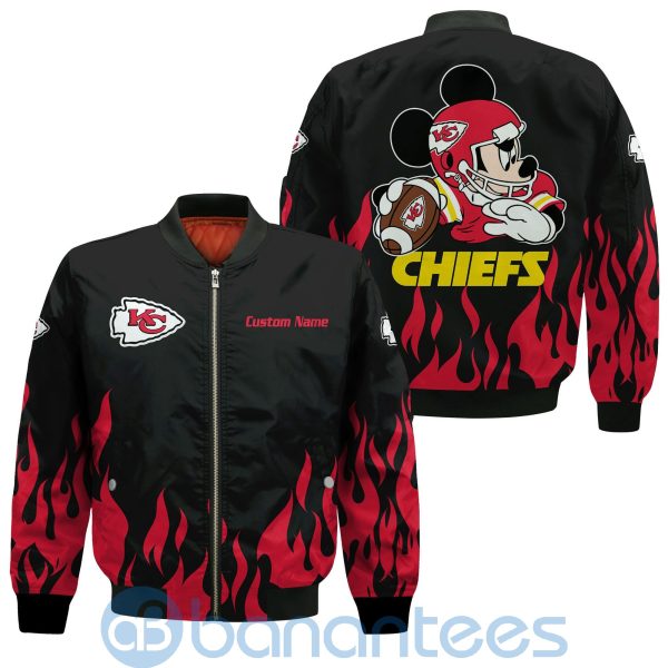 Kansas City Chiefs Football Team Logo Disney Mickey Custom Name Bomber Jacket Product Photo