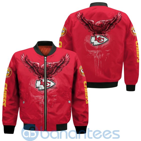 Kansas City Chiefs Logo Eagle Skull Bomber Jacket Product Photo