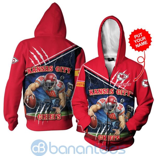 Kansas City Chiefs Mascot Catching Ball Custom Name 3D All Over Printed Shirt Product Photo