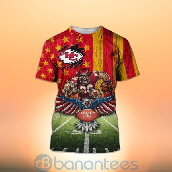 Kansas City Chiefs Mascot Eagle Custom Name 3D All Over Printed Shirt Product Photo