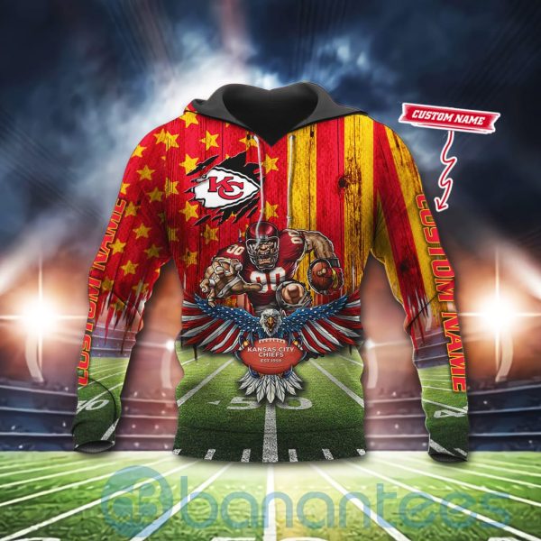Kansas City Chiefs Mascot Eagle Custom Name 3D All Over Printed Shirt Product Photo
