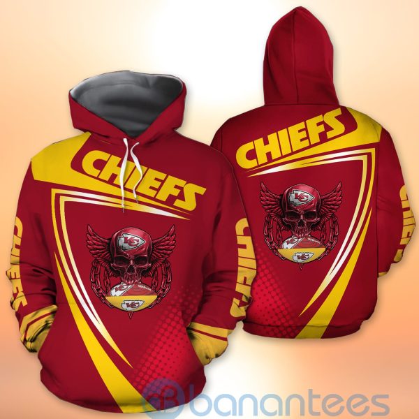 Kansas City Chiefs NFL Skull American Football Sporty Design 3D All Over Printed Shirt Product Photo