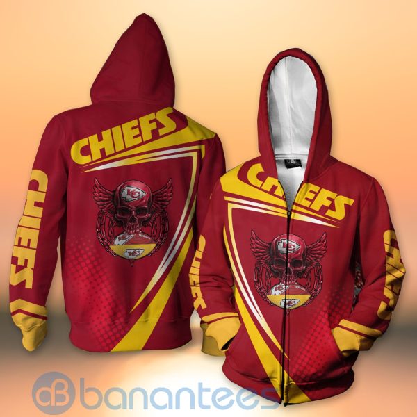 Kansas City Chiefs NFL Skull American Football Sporty Design 3D All Over Printed Shirt Product Photo