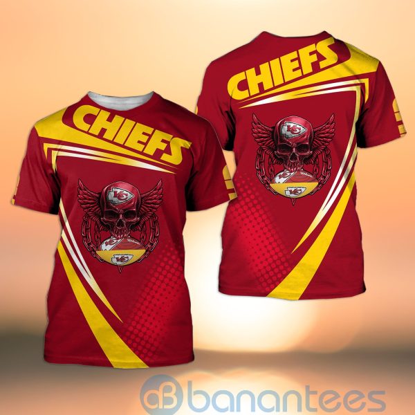 Kansas City Chiefs NFL Skull American Football Sporty Design 3D All Over Printed Shirt Product Photo