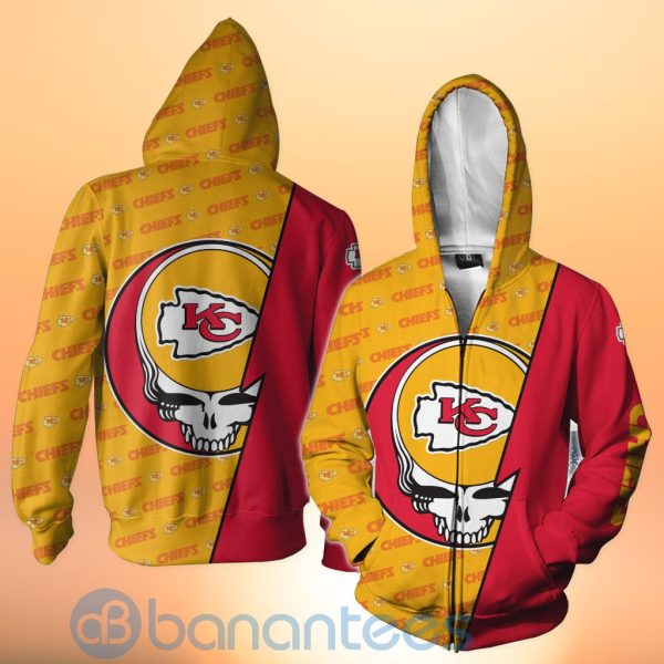 Kansas City Chiefs NFL Team Logo Grateful Dead Design 3D All Over Printed Shirt Product Photo