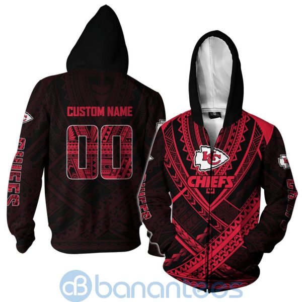 Kansas City Chiefs NFL Team Logo Polynesian Pattern Custom Name Number 3D All Over Printed Shirt Product Photo