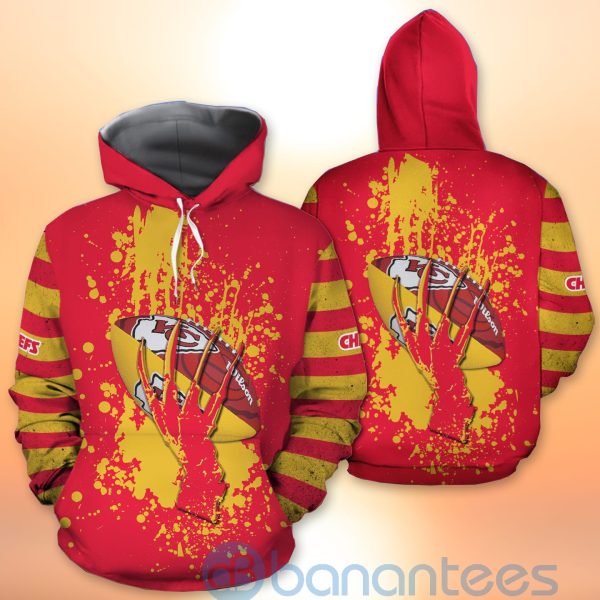 Kansas City Chiefs Skull Hand NFL Football Team Logo Ball 3D All Over Printed Shirt Product Photo