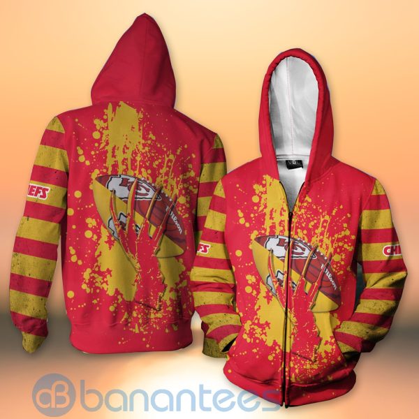 Kansas City Chiefs Skull Hand NFL Football Team Logo Ball 3D All Over Printed Shirt Product Photo