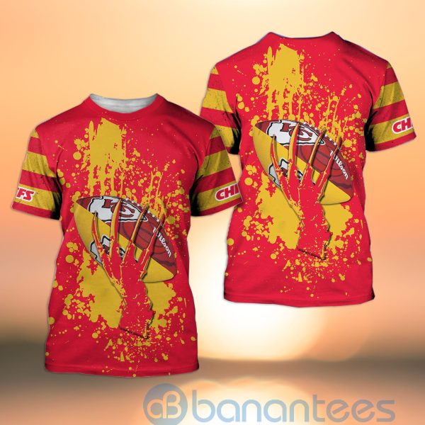 Kansas City Chiefs Skull Hand NFL Football Team Logo Ball 3D All Over Printed Shirt Product Photo
