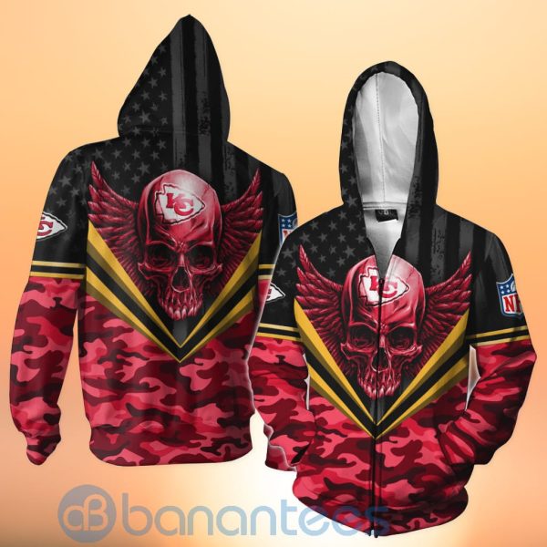 Kansas City Chiefs Skull Wings 3D All Over Printed Shirt Product Photo