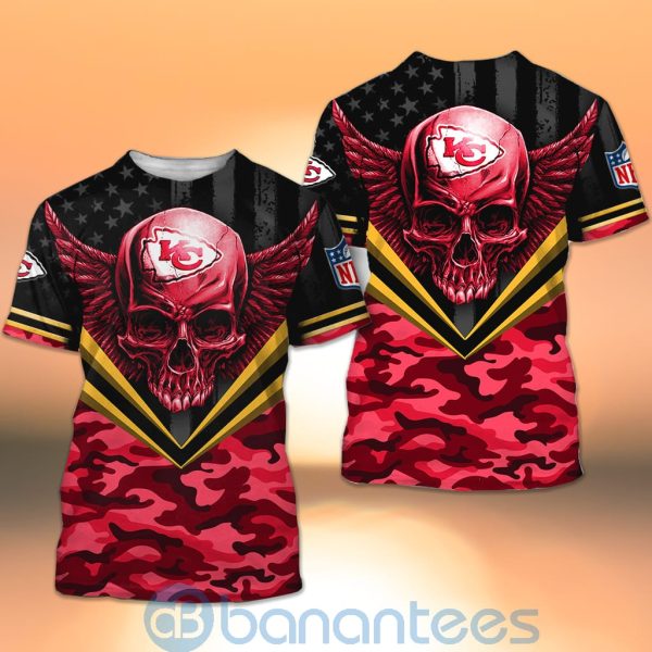 Kansas City Chiefs Skull Wings 3D All Over Printed Shirt Product Photo