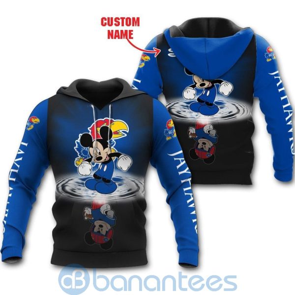 Kansas Jayhawks Disney Mickey Mouse In Water Custom Name 3D All Over Printed Shirt Product Photo