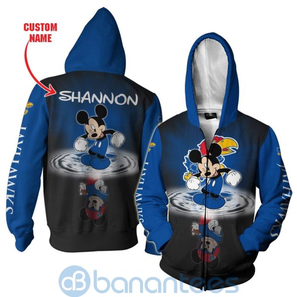 Kansas Jayhawks Disney Mickey Mouse In Water Custom Name 3D All Over Printed Shirt Product Photo