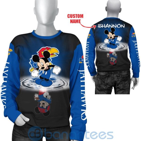 Kansas Jayhawks Disney Mickey Mouse In Water Custom Name 3D All Over Printed Shirt Product Photo
