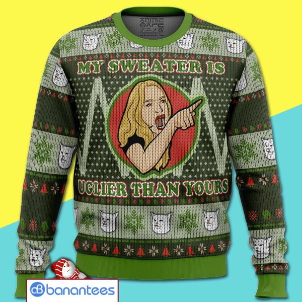 Karen Yelling At Grumpy Cat Meme Merry Christmas All Over Print Ugly Sweater Product Photo