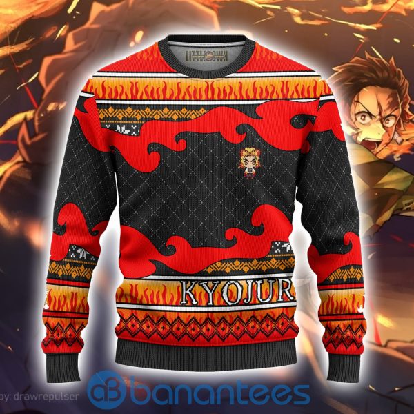 Kyojuro Rengoku Anime Ugly Christmas Sweater Demon Slayer Chibi All Over Printed Shirt Product Photo