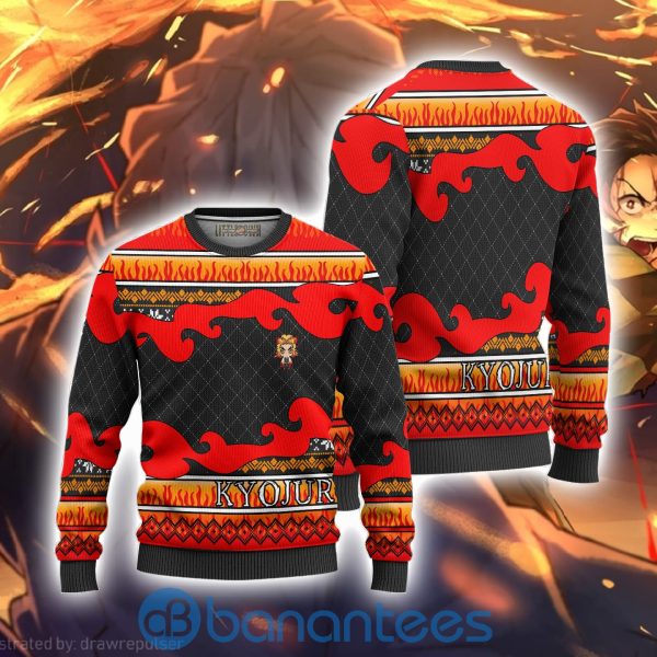 Kyojuro Rengoku Anime Ugly Christmas Sweater Demon Slayer Chibi All Over Printed Shirt Product Photo